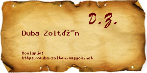Duba Zoltán névjegykártya